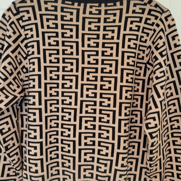 Geometric Design SWEATER Blk&Tan SZ M - Picture 6 of 8
